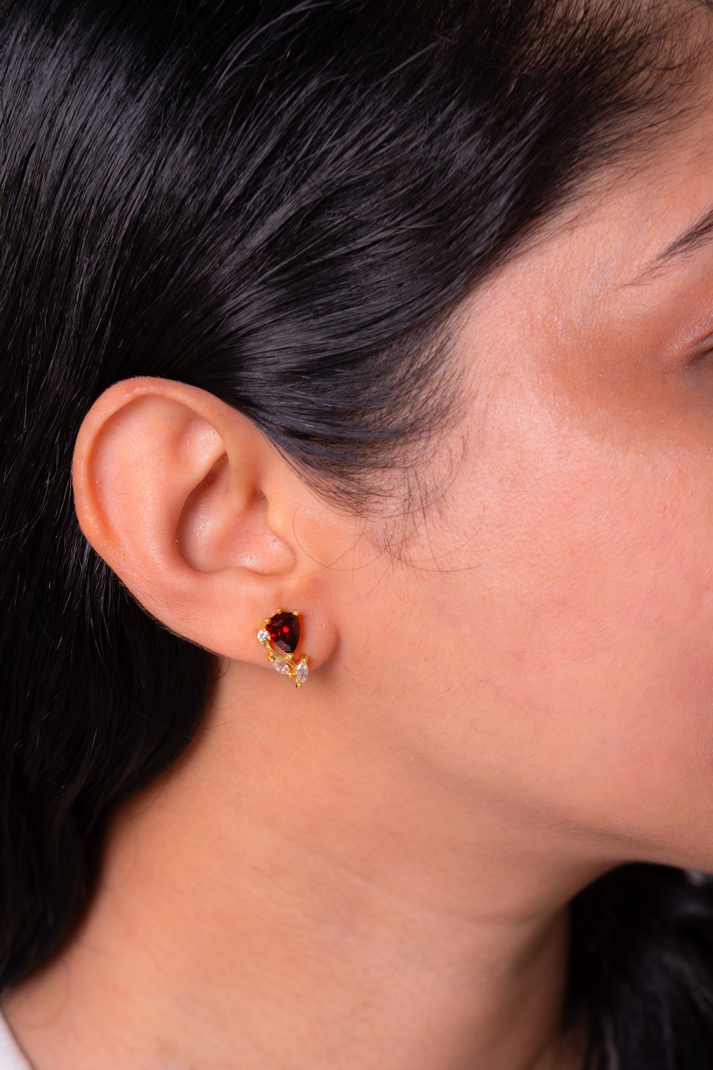 Garnet & White Sapphire Gwendolyn Earrings - CLJ950