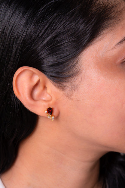 Garnet & White Sapphire Gwendolyn Earrings - CLJ950