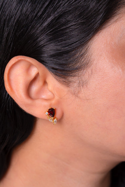 Garnet & White Sapphire Gwendolyn Earrings - CLJ950