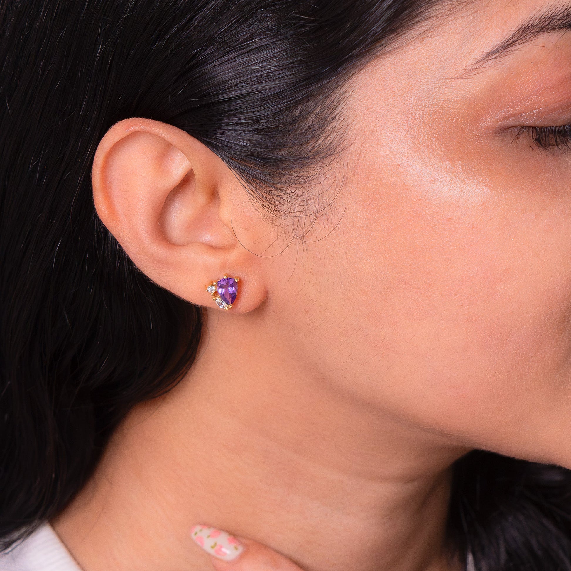 Amethyst, White Sapphire Kaliyah Earrings - CLJ952