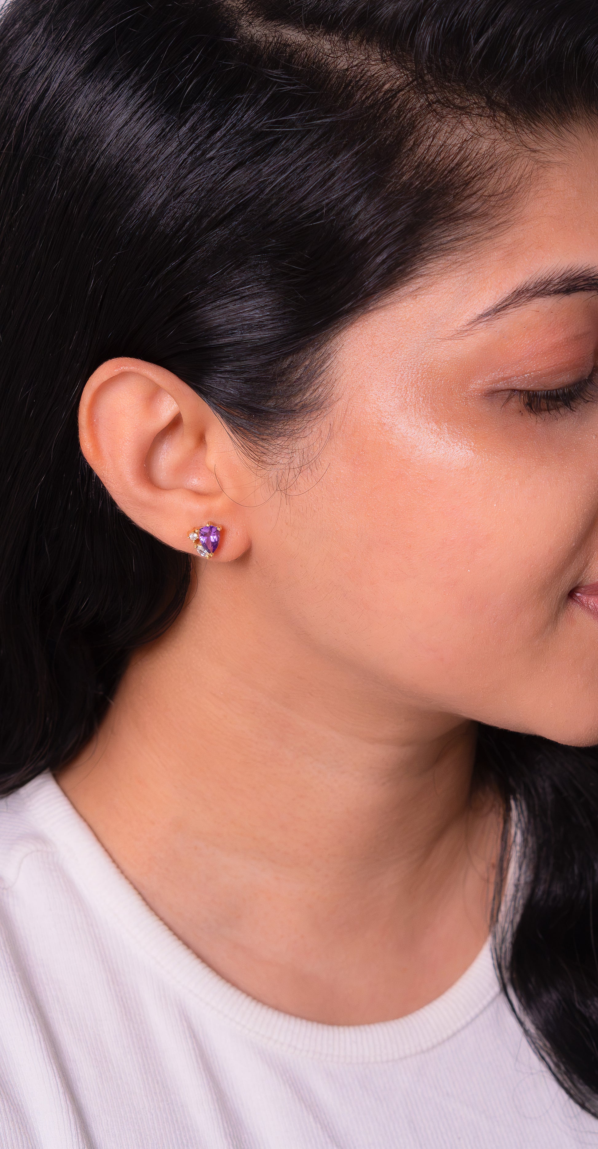 Amethyst, White Sapphire Kaliyah Earrings - CLJ952