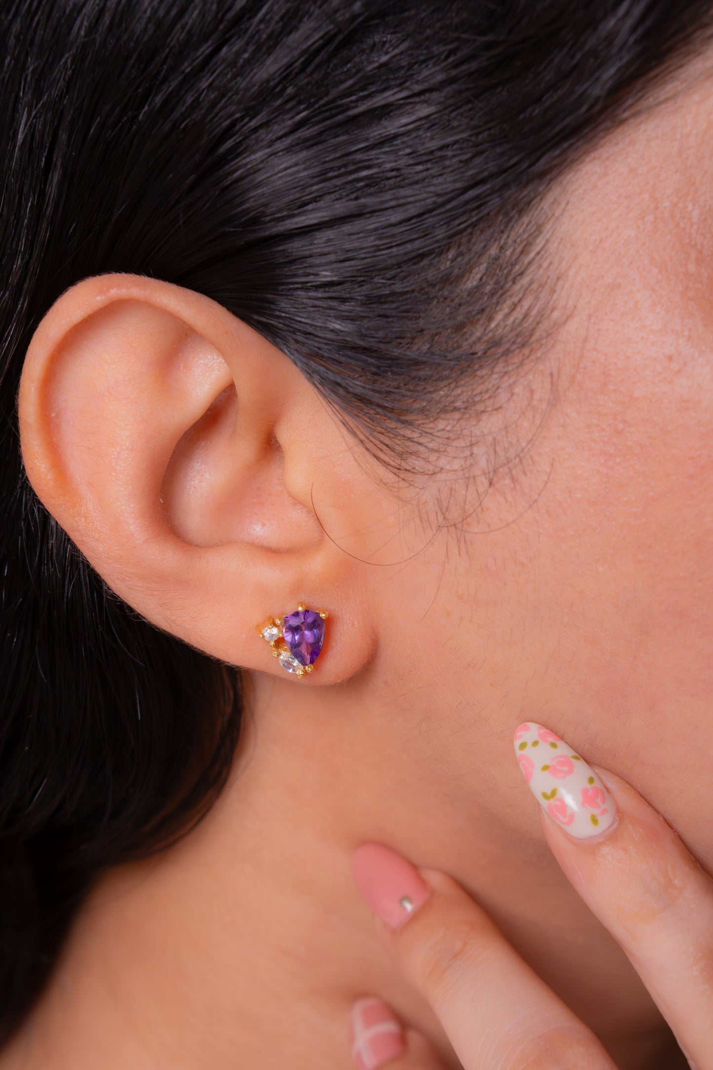 Amethyst, White Sapphire Kaliyah Earrings - CLJ952