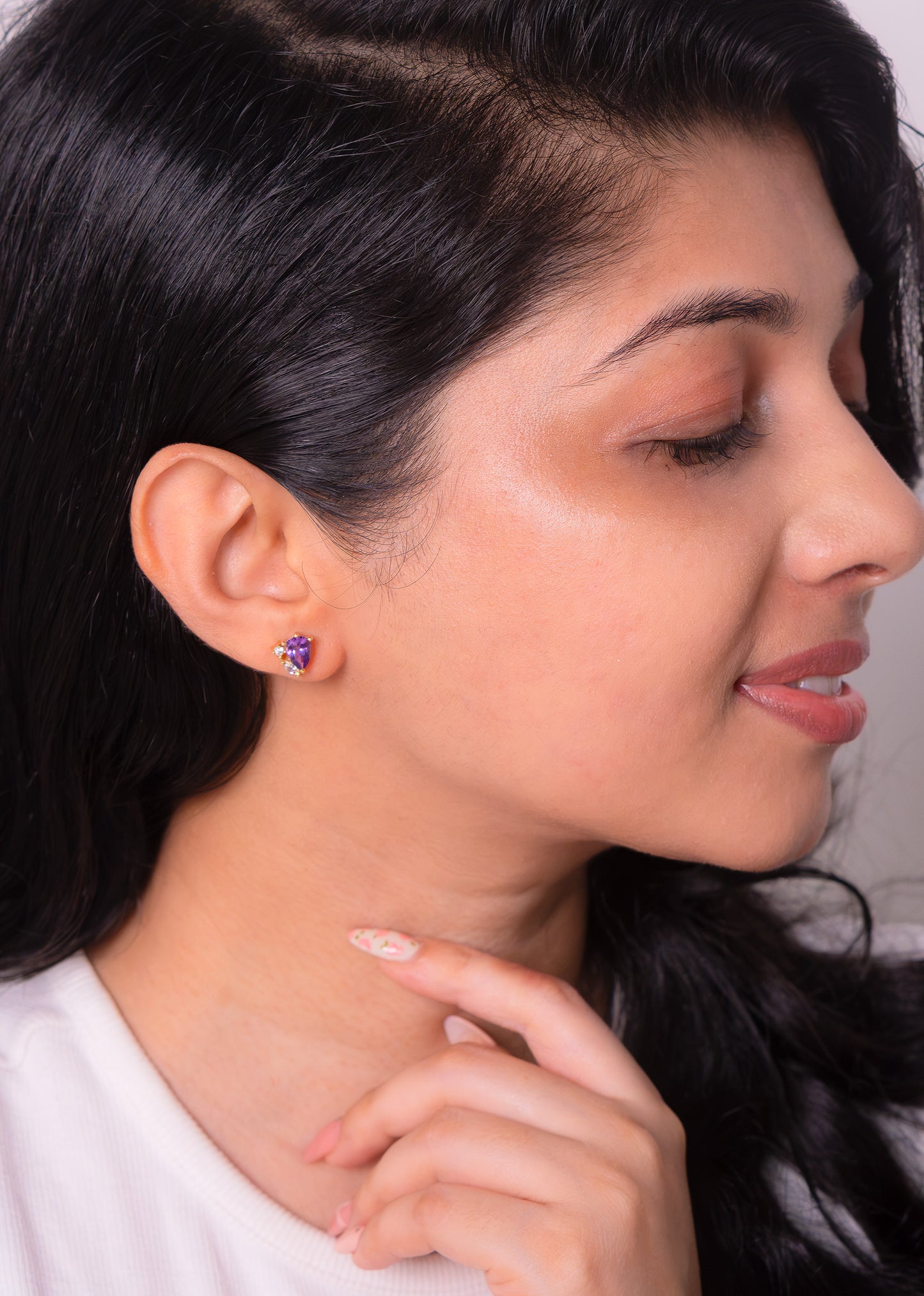 Amethyst, White Sapphire Kaliyah Earrings - CLJ952