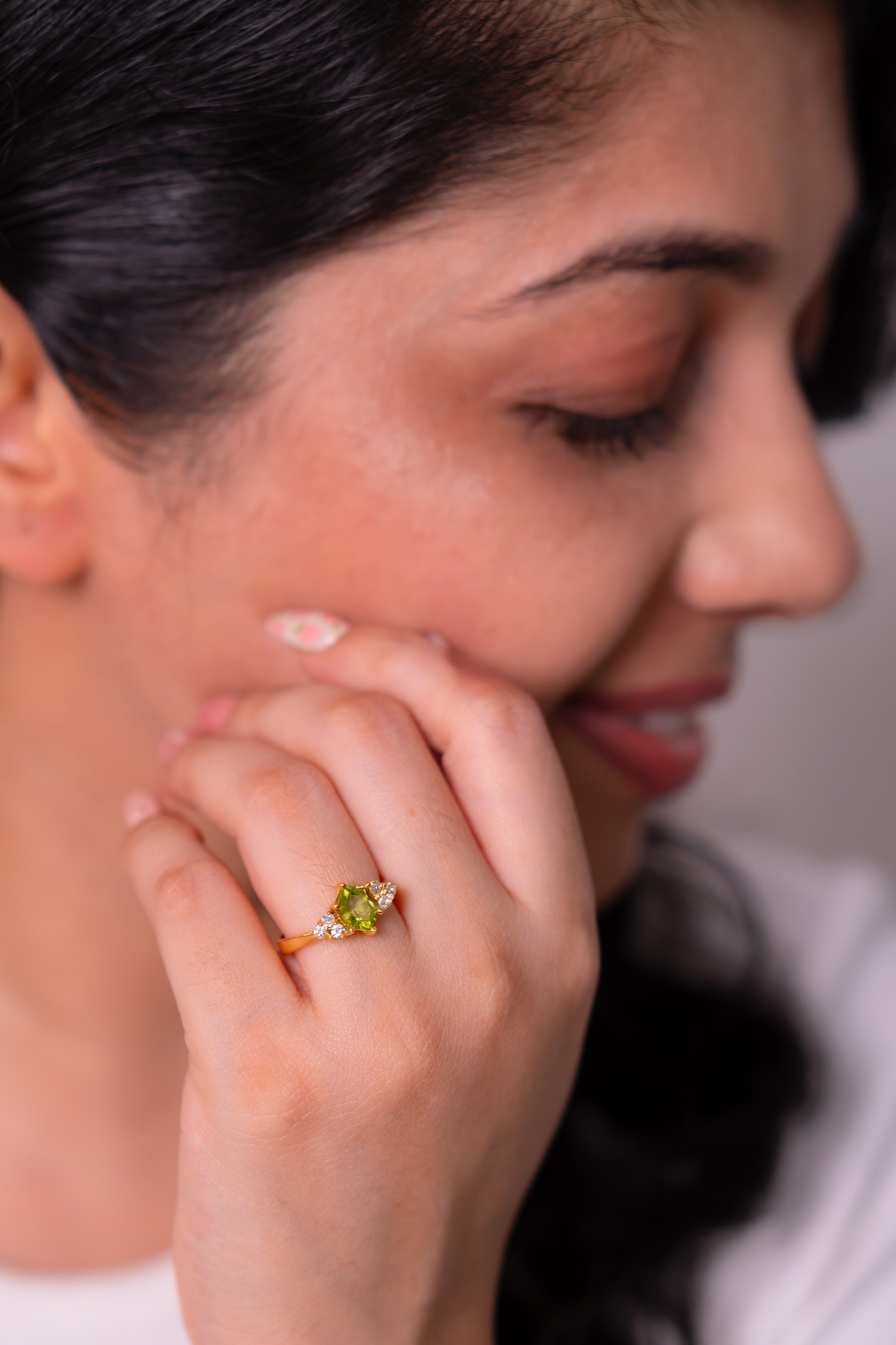 Peridot, White Sapphire Karina Ring - CLJ951