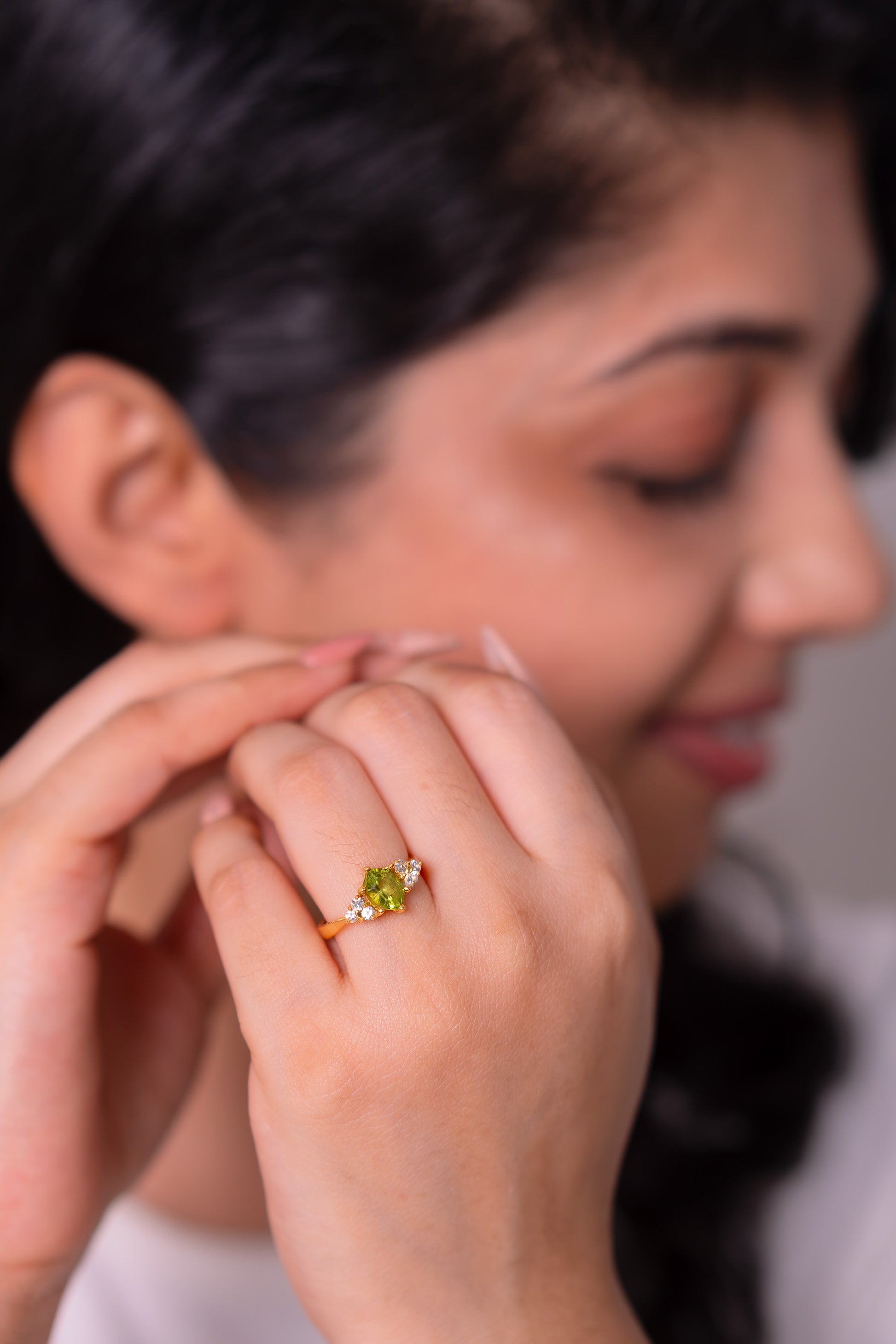 Peridot, White Sapphire Karina Ring - CLJ951