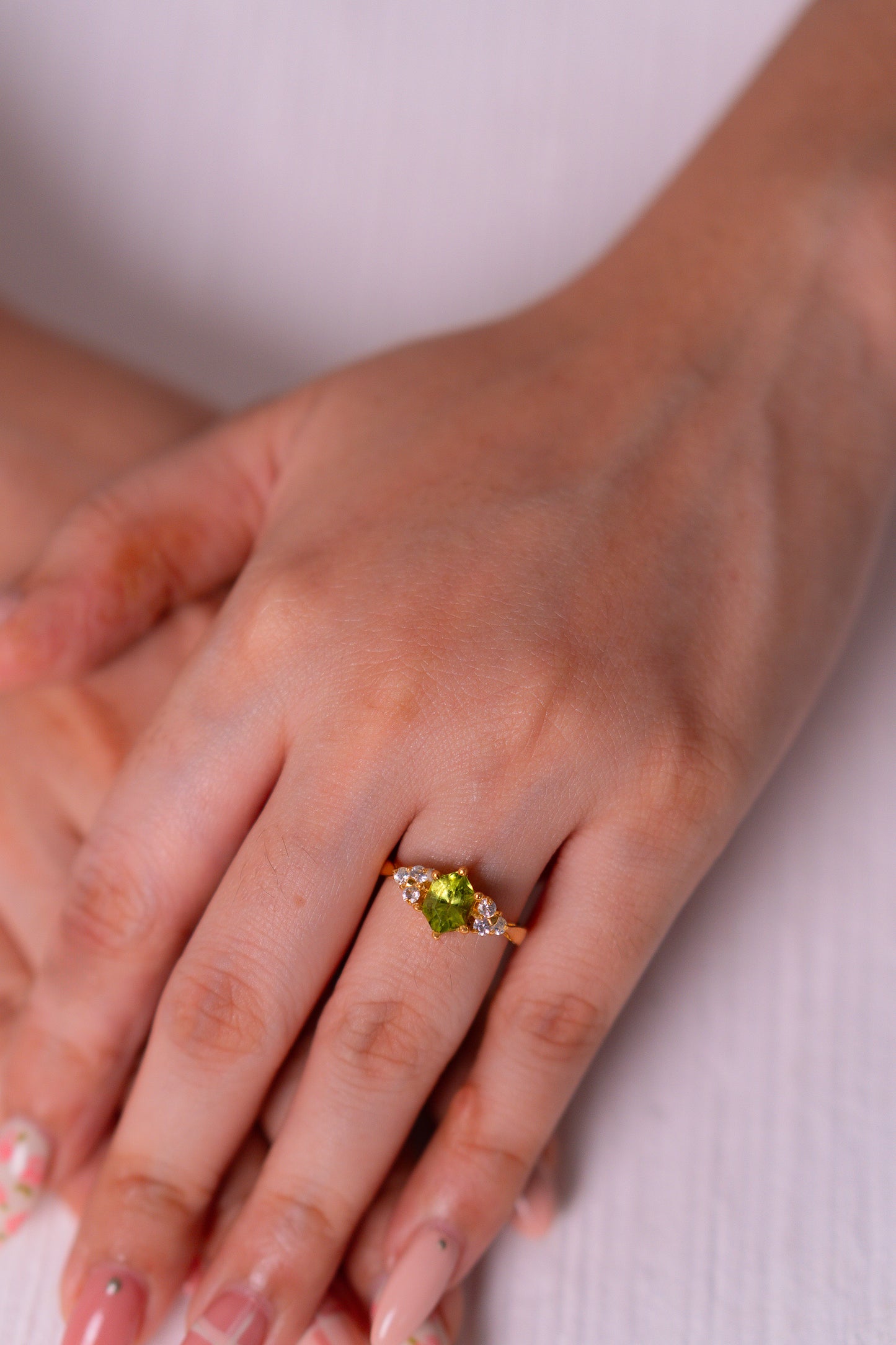 Peridot, White Sapphire Karina Ring - CLJ951