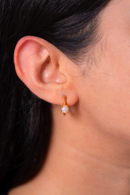 Cultured Pearl Olivia Hoop Earrings - CLJ419