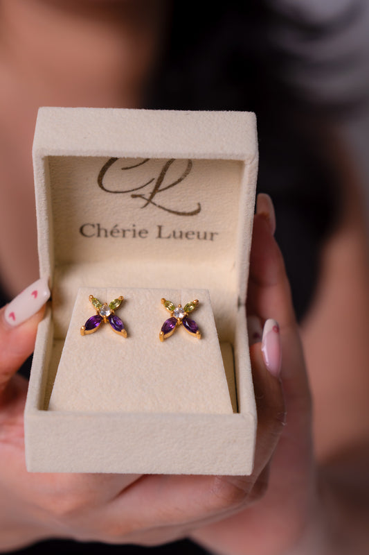 Amethyst, Peridot, White Topaz Avelle Earrings - CLJ961
