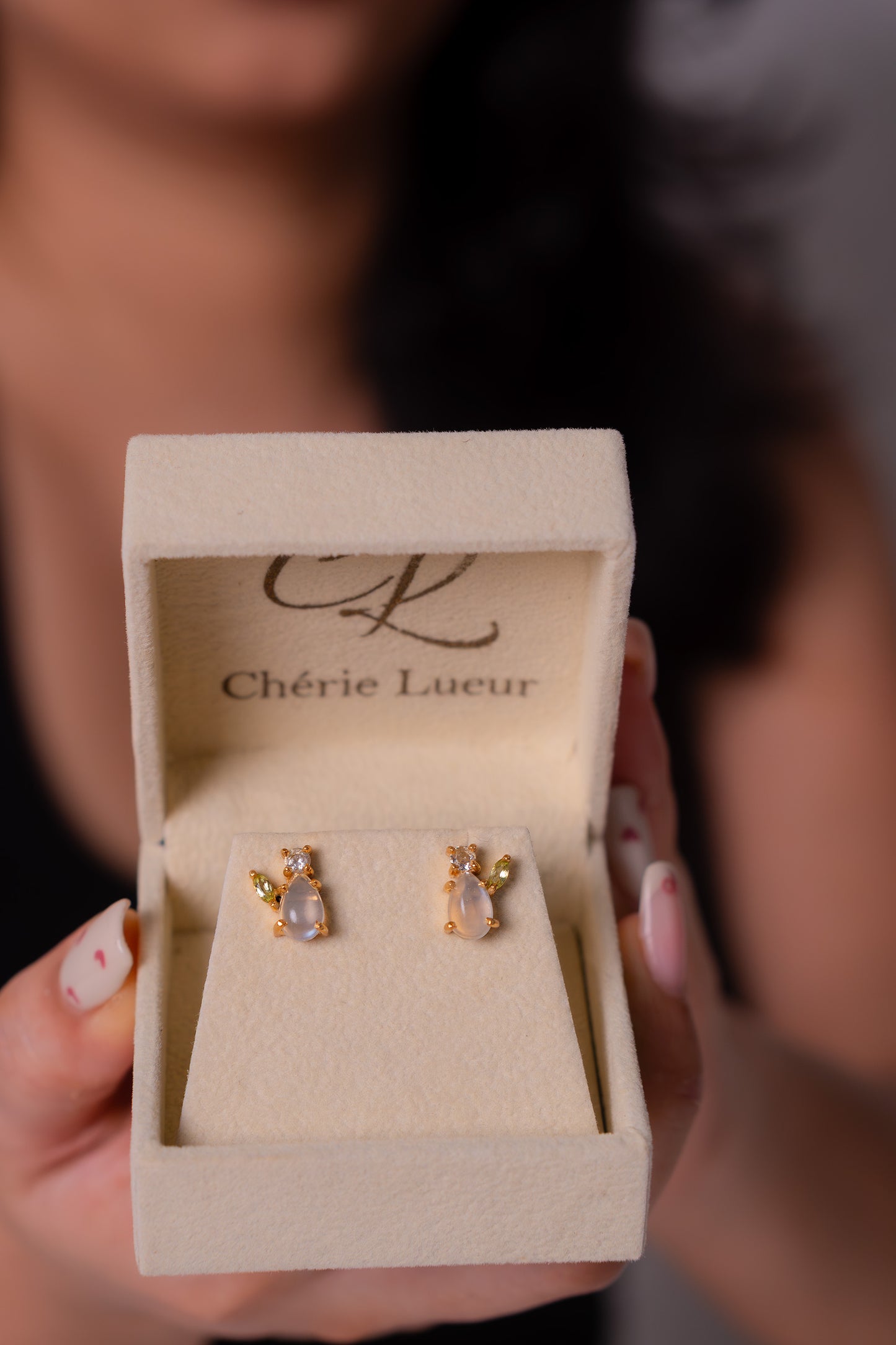 Moonstone, Peridot, White Topaz Meliora Earrings - CLJ965E
