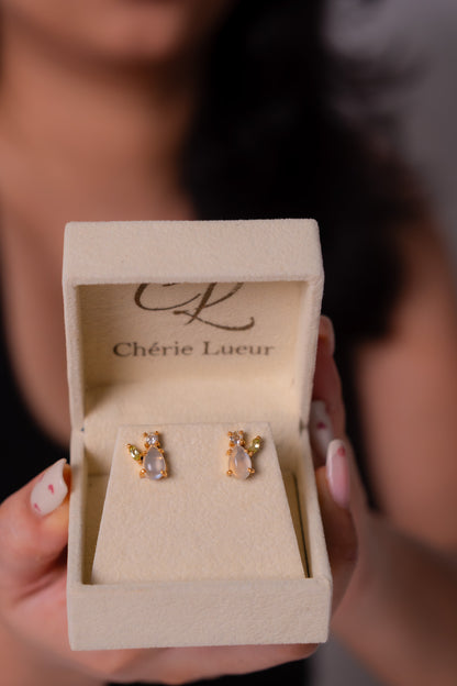 Moonstone, Peridot, White Topaz Meliora Earrings - CLJ965E
