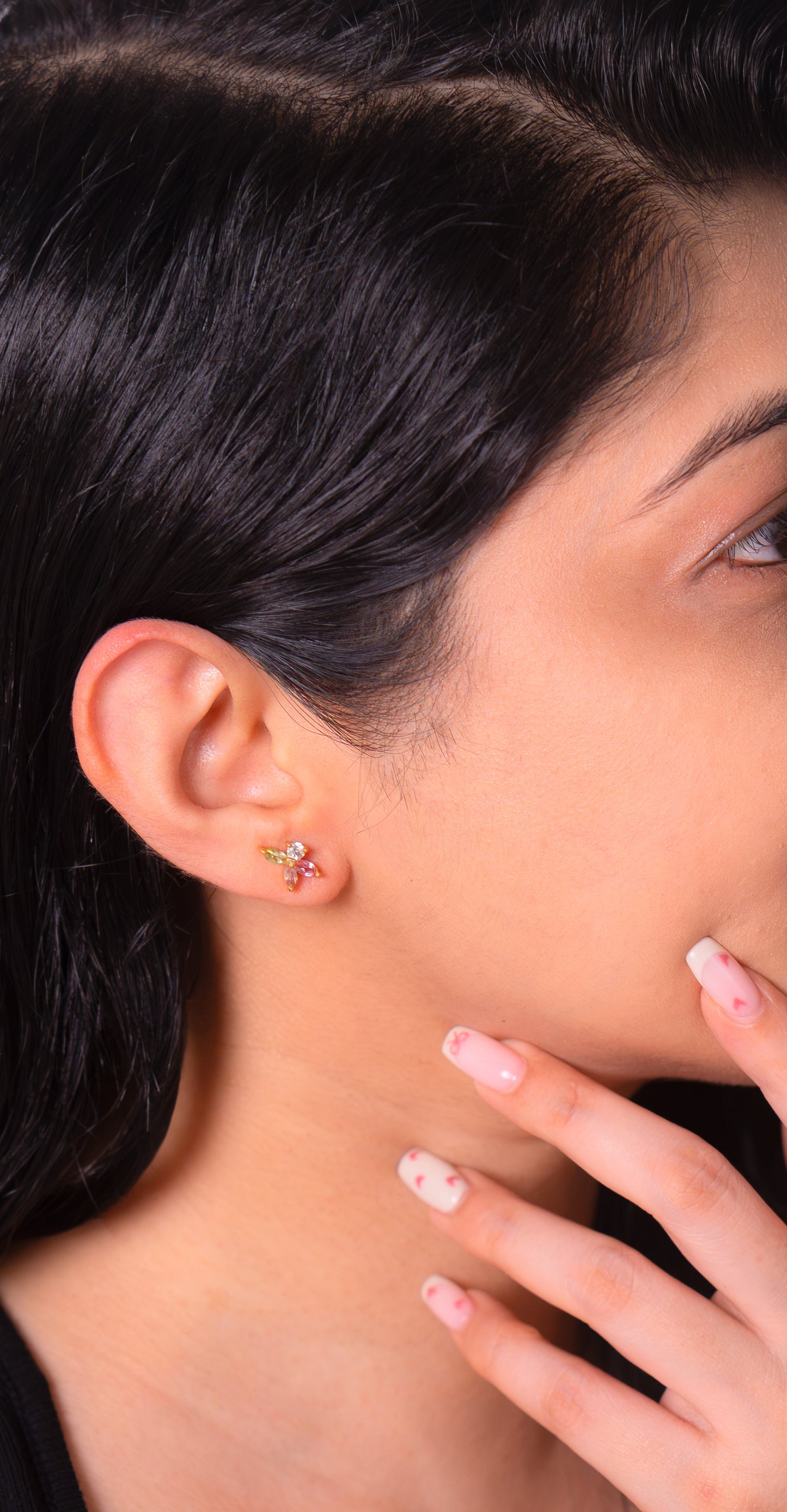 Pink Tourmaline, Peridot, White Topaz Naelle Earrings - CLJ960