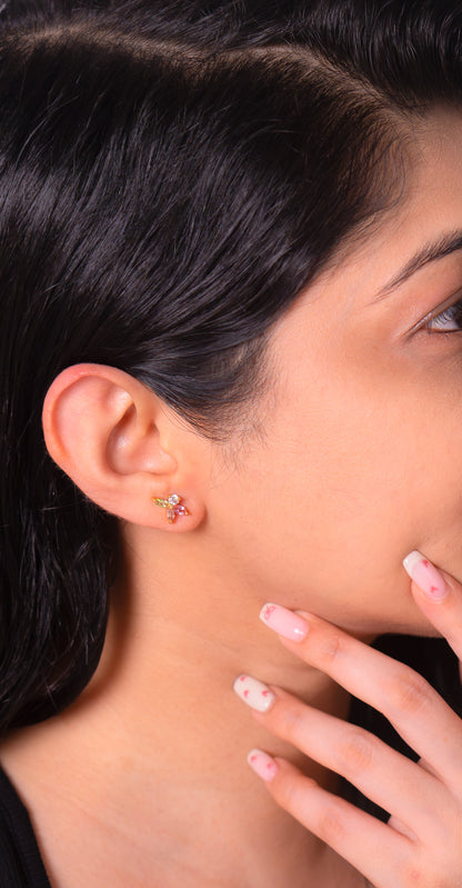 Pink Tourmaline, Peridot, White Topaz Naelle Earrings - CLJ960