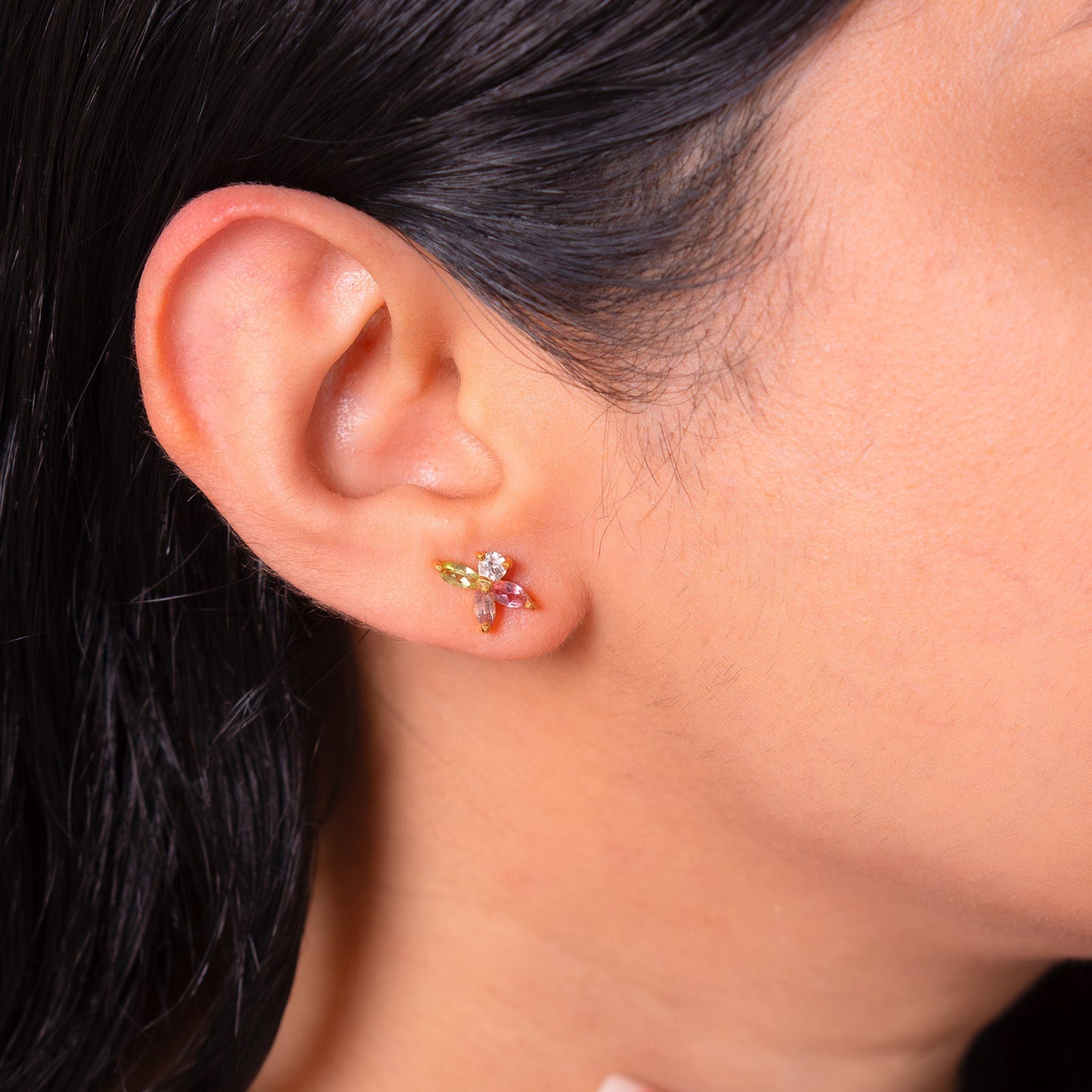 Pink Tourmaline, Peridot, White Topaz Naelle Earrings - CLJ960
