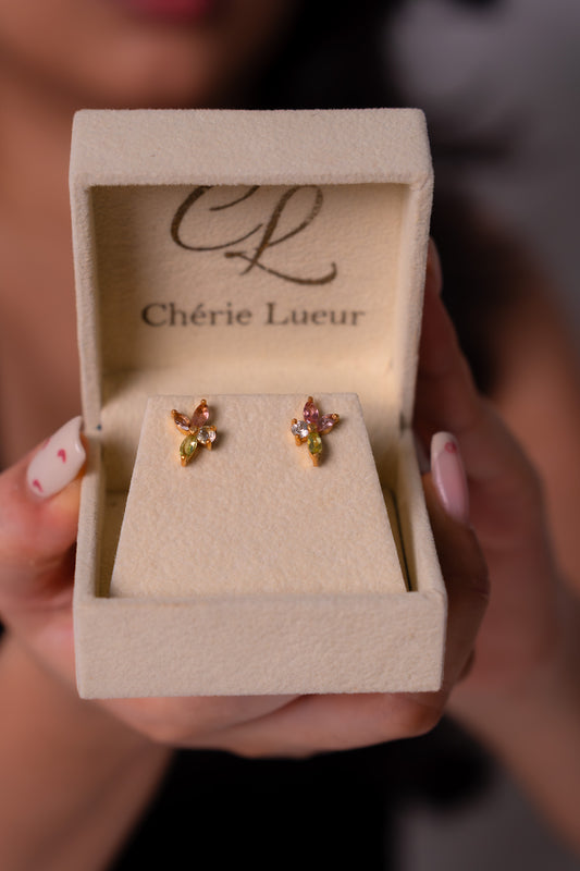 Pink Tourmaline, Peridot, White Topaz Naelle Earrings - CLJ960