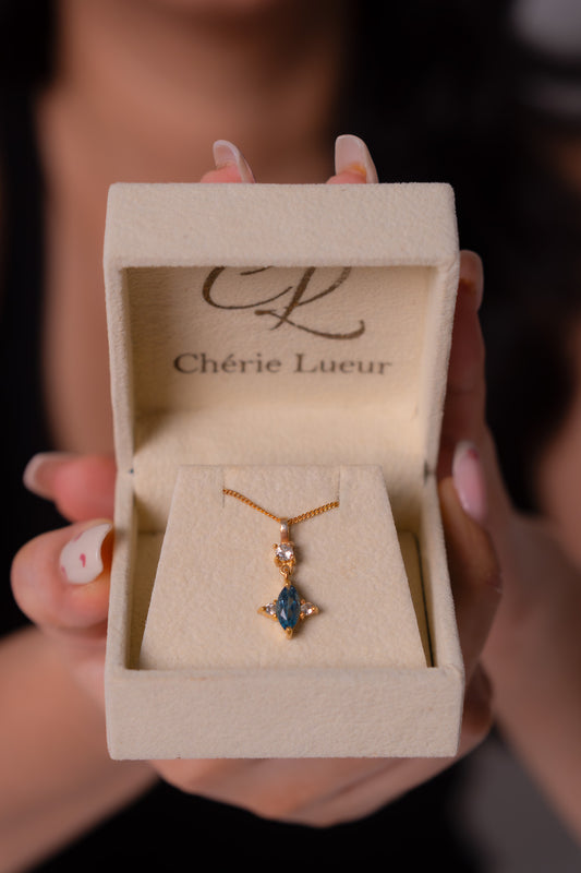 London Blue Topaz, White Topaz Lyselle Necklace - CLJ963