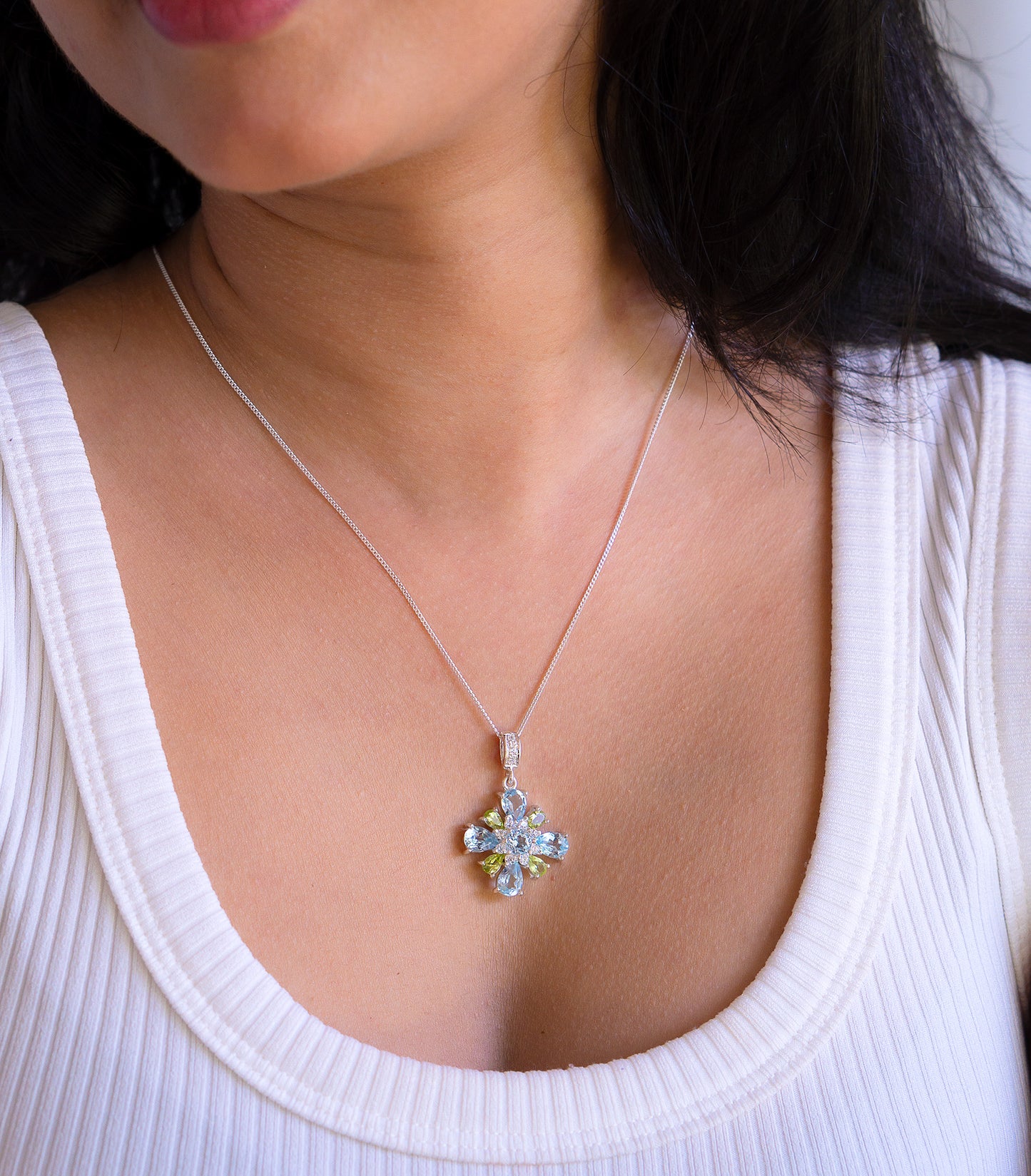 Peridot & Blue Topaz Darya Necklace - CLJ688