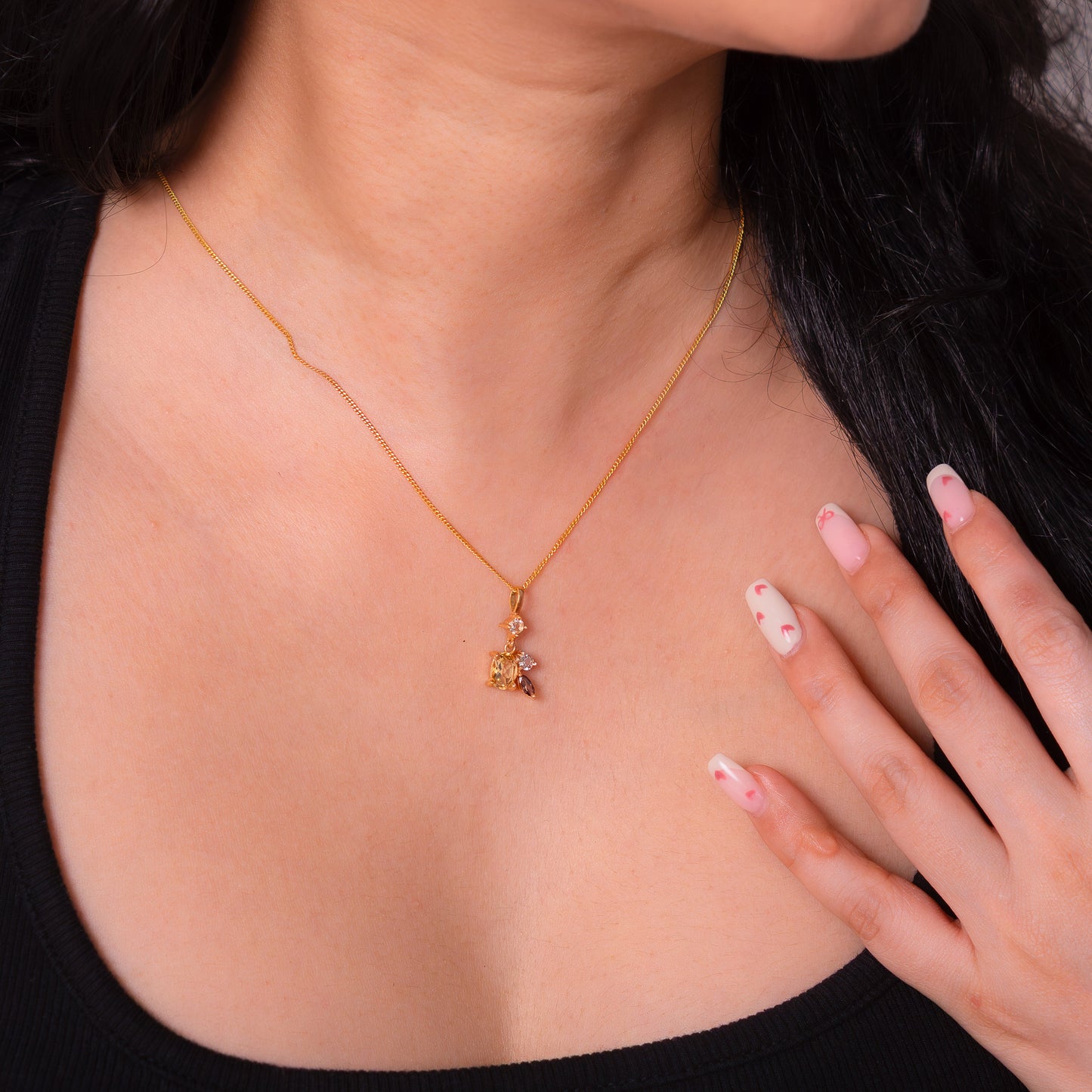 Citrine, Pink Tourmaline, White Topaz Sélie Necklace - CLJ959