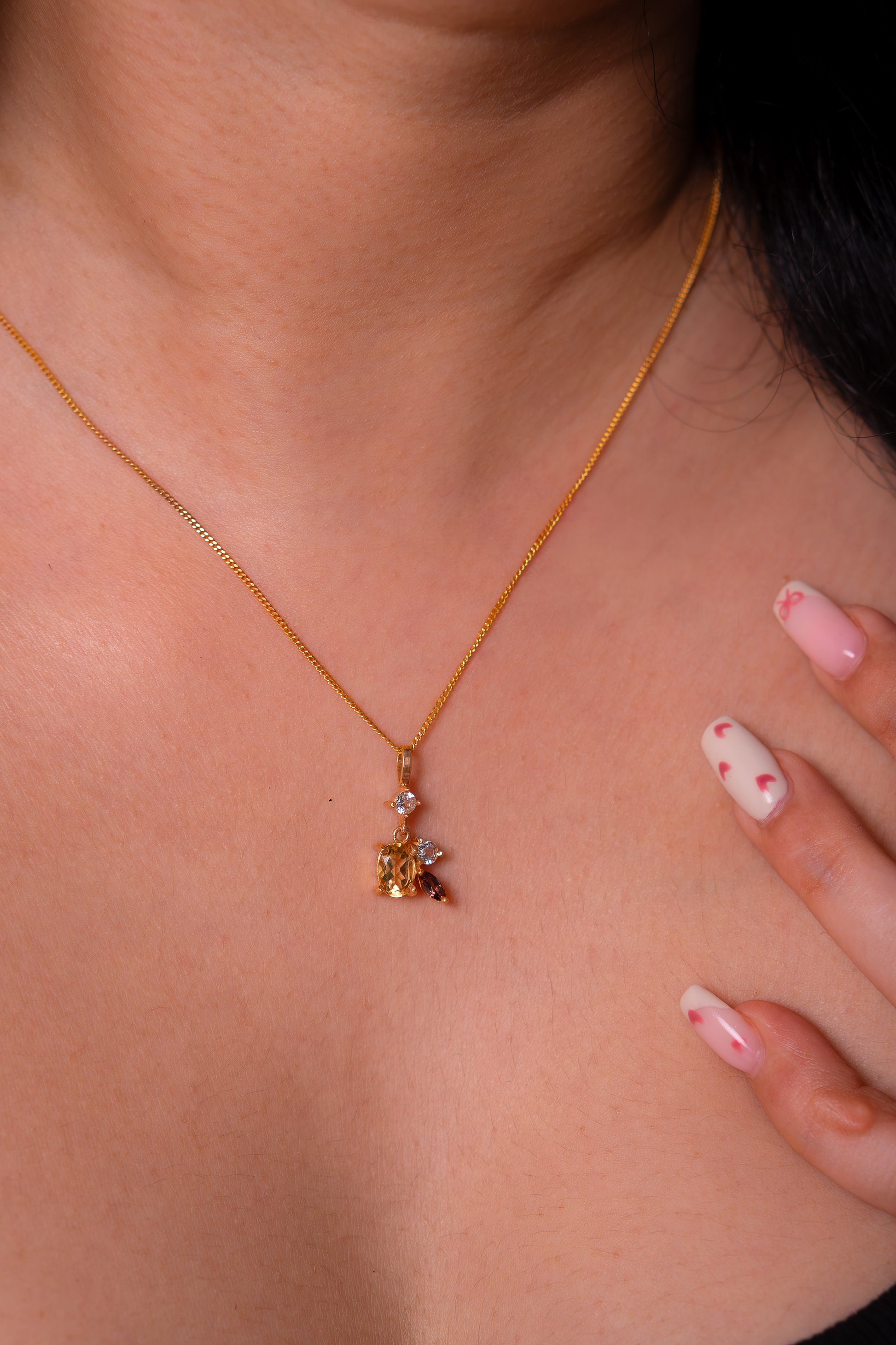 Citrine, Pink Tourmaline, White Topaz Sélie Necklace - CLJ959