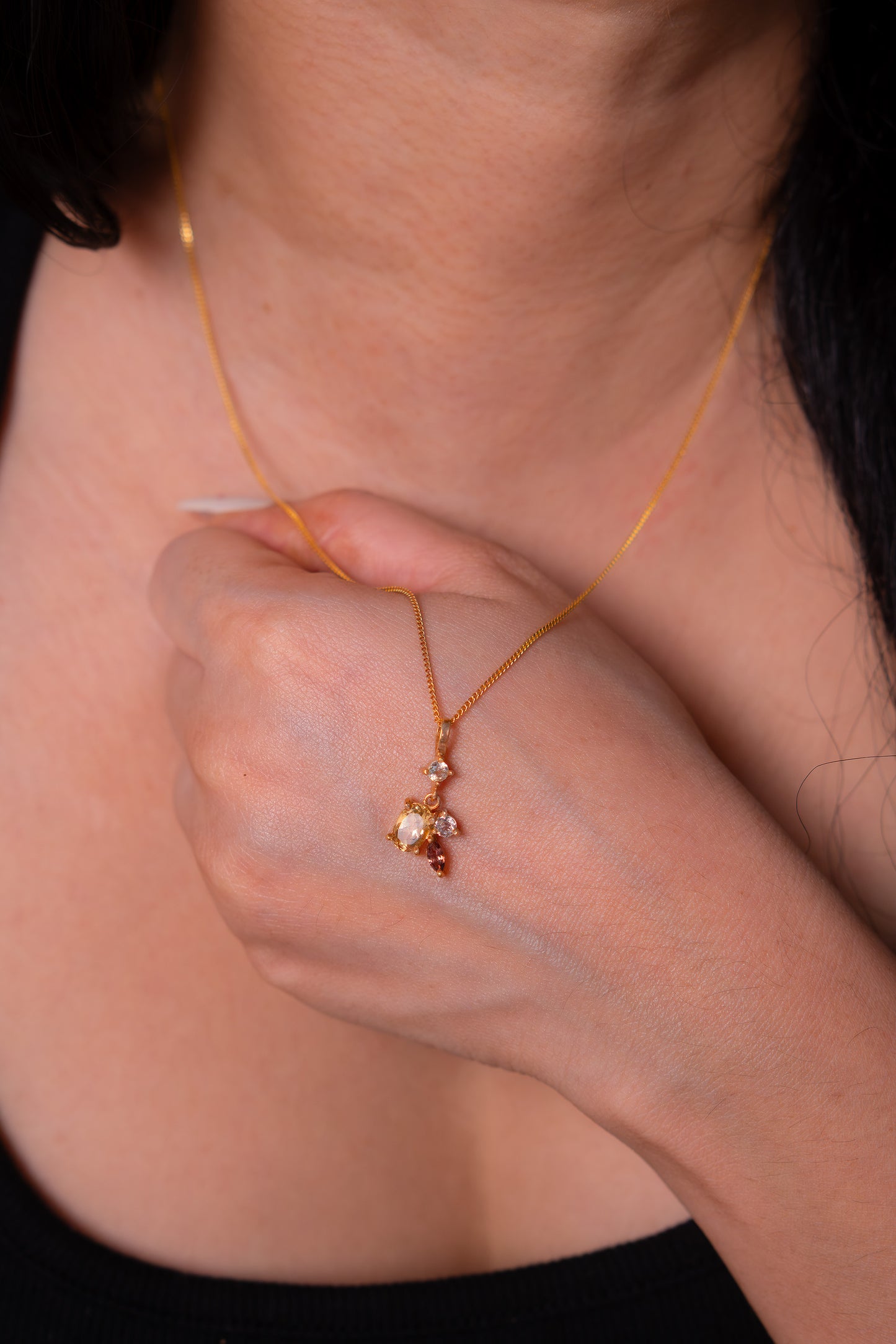 Citrine, Pink Tourmaline, White Topaz Sélie Necklace - CLJ959