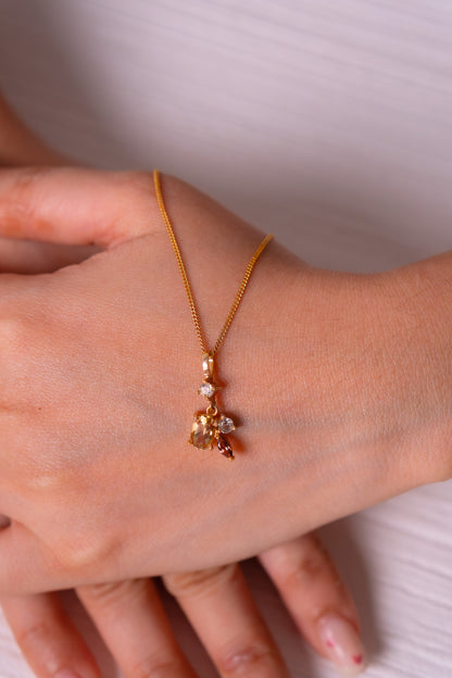 Citrine, Pink Tourmaline, White Topaz Sélie Necklace - CLJ959