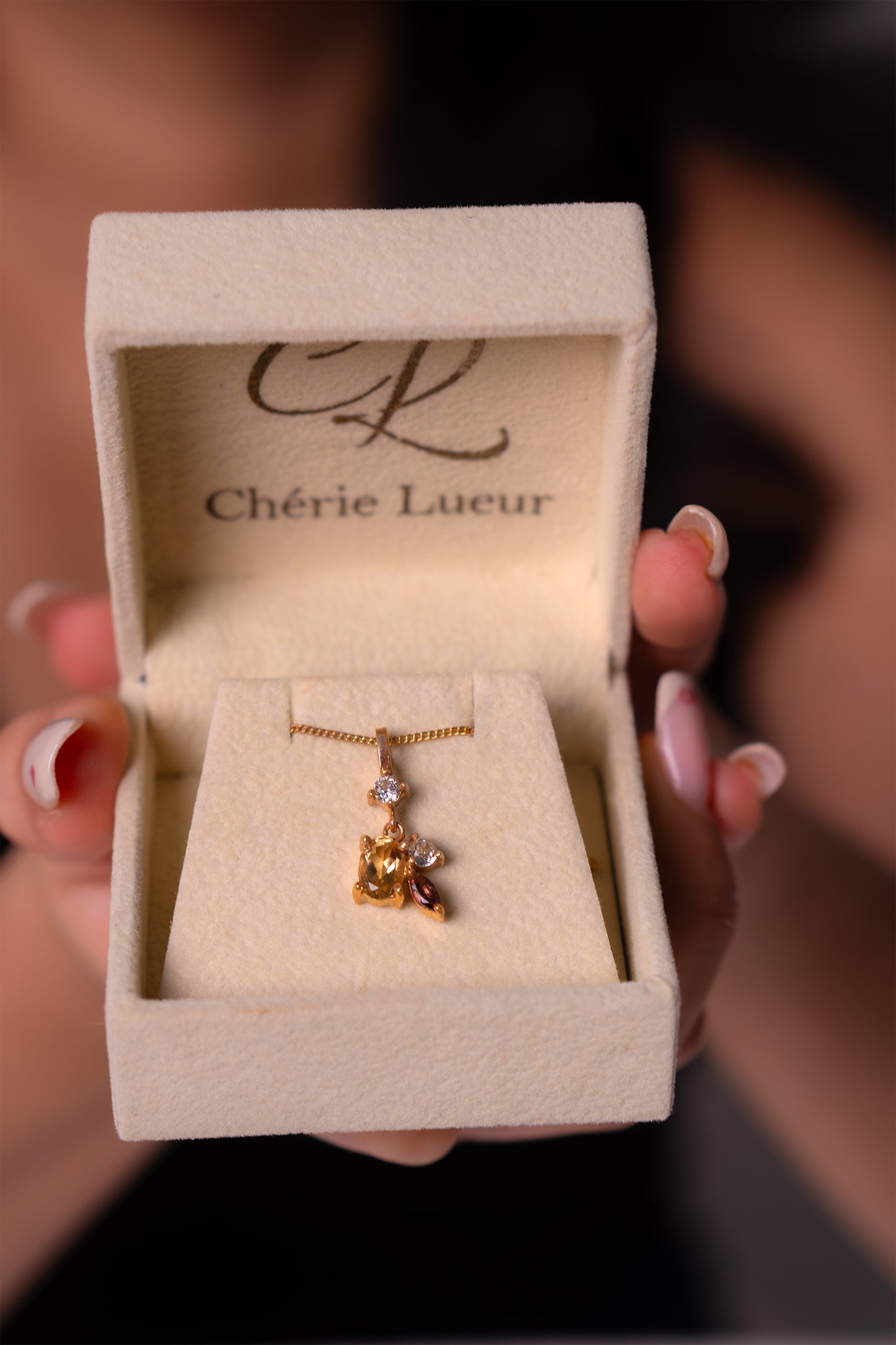 Citrine, Pink Tourmaline, White Topaz Sélie Necklace - CLJ959