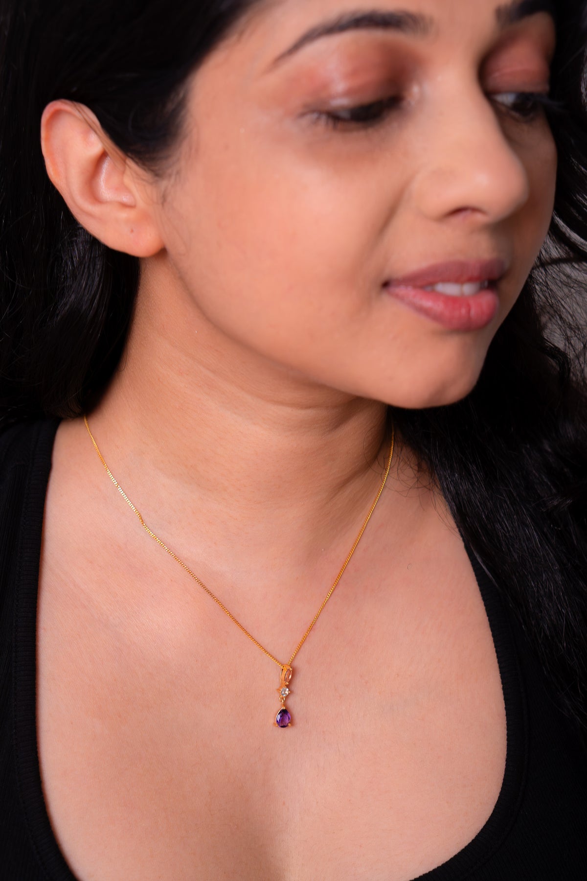 Pink Tourmaline, Amethyst, White Topaz Muse Necklace - CLJ966