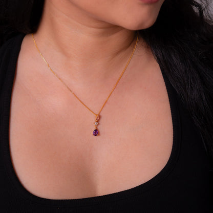 Pink Tourmaline, Amethyst, White Topaz Muse Necklace - CLJ966