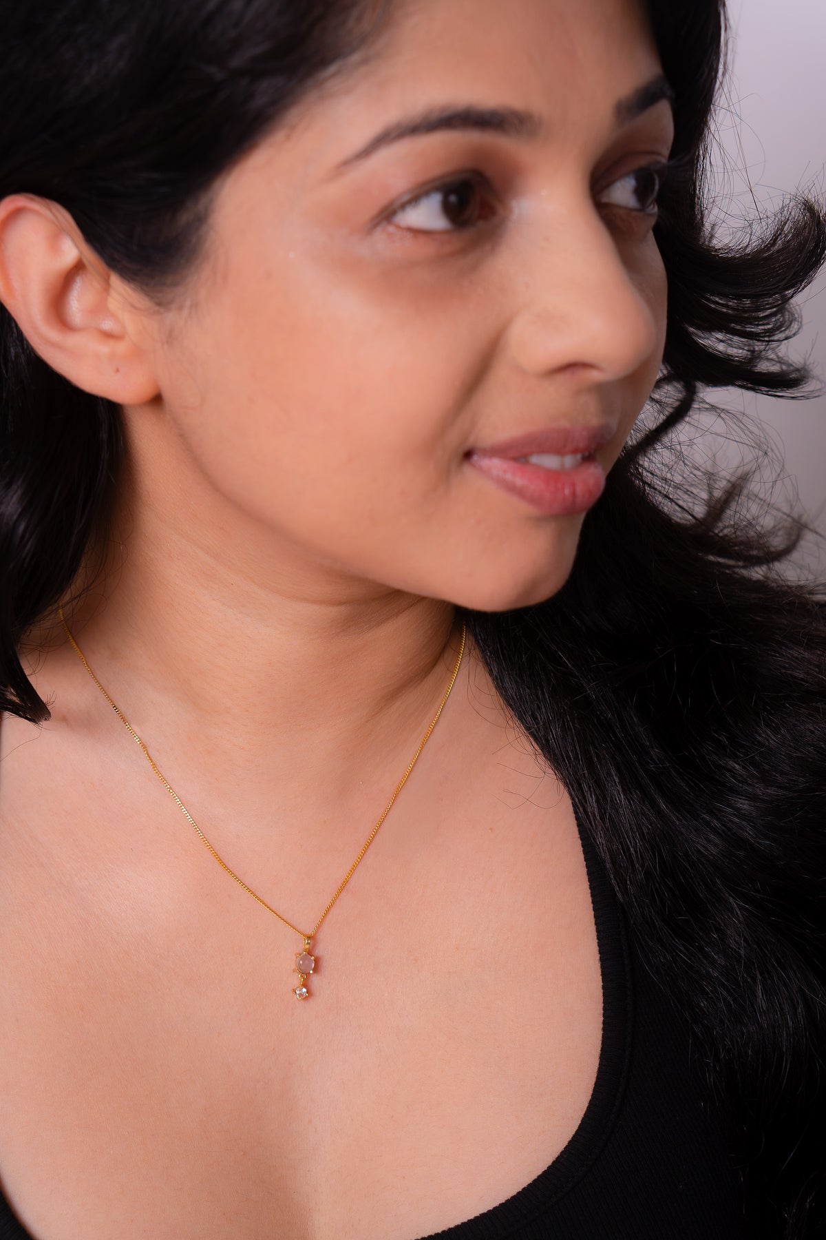 Moonstone, White Topaz Soleil Necklace - CLJ962