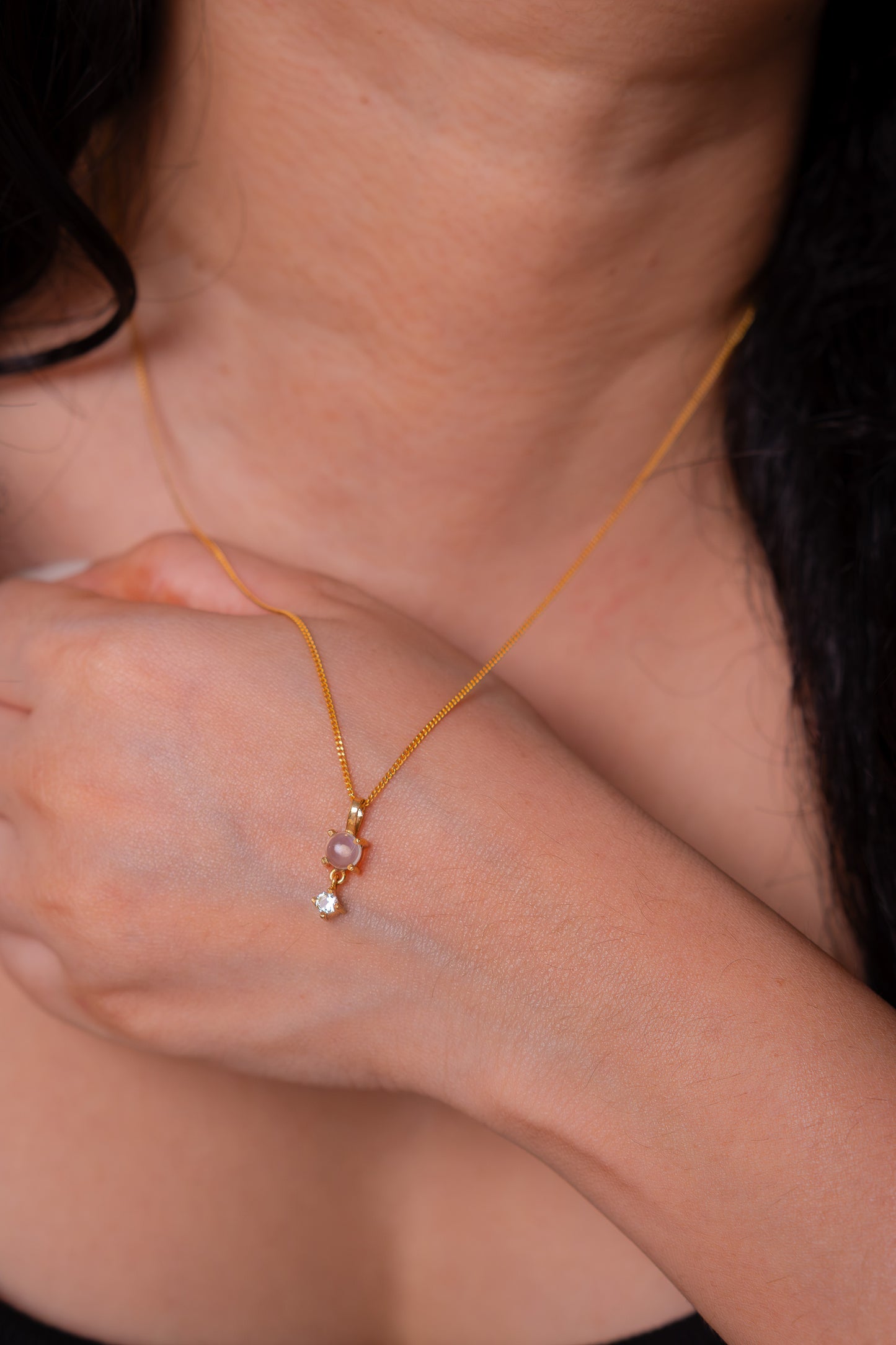 Moonstone, White Topaz Soleil Necklace - CLJ962