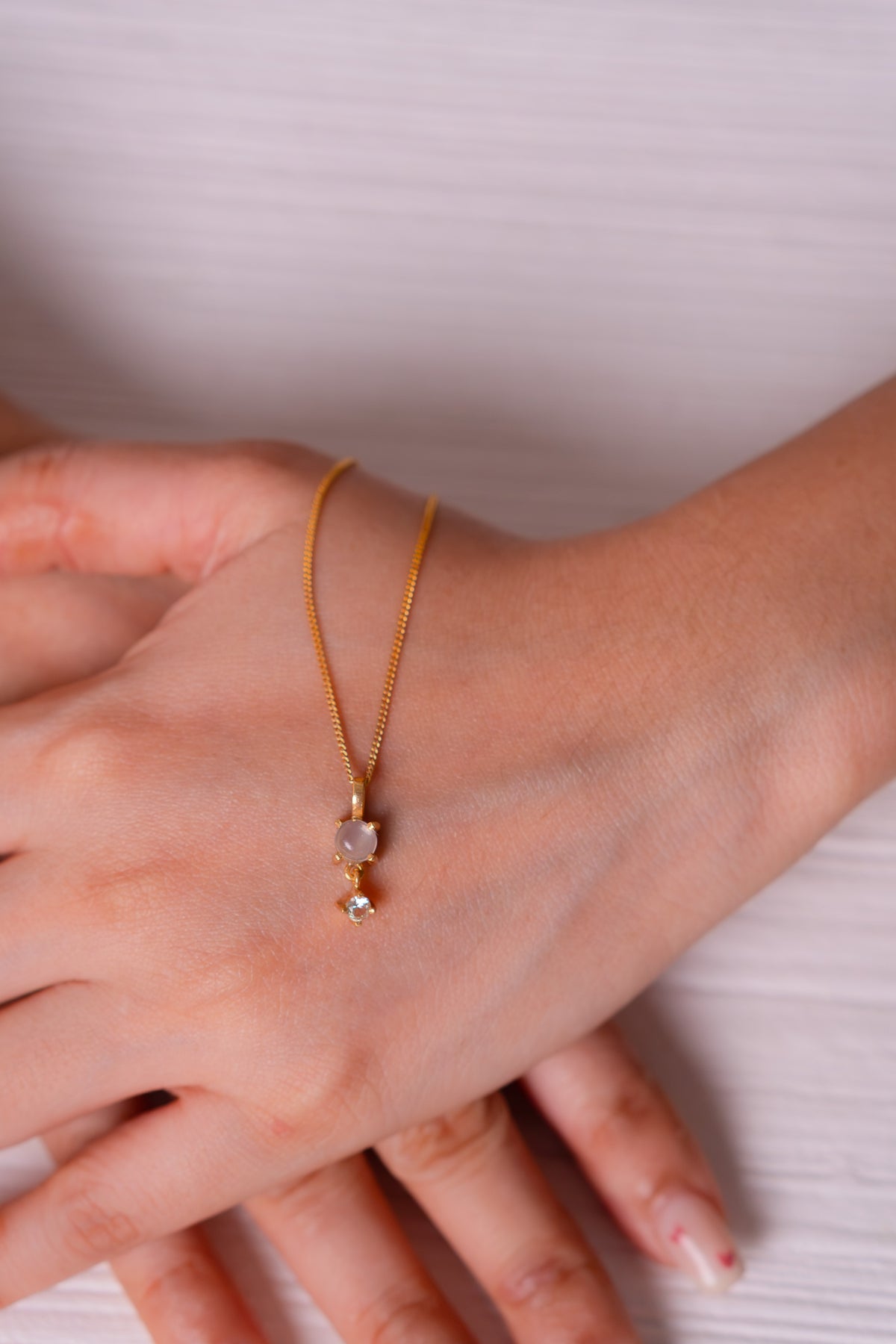 Moonstone, White Topaz Soleil Necklace - CLJ962