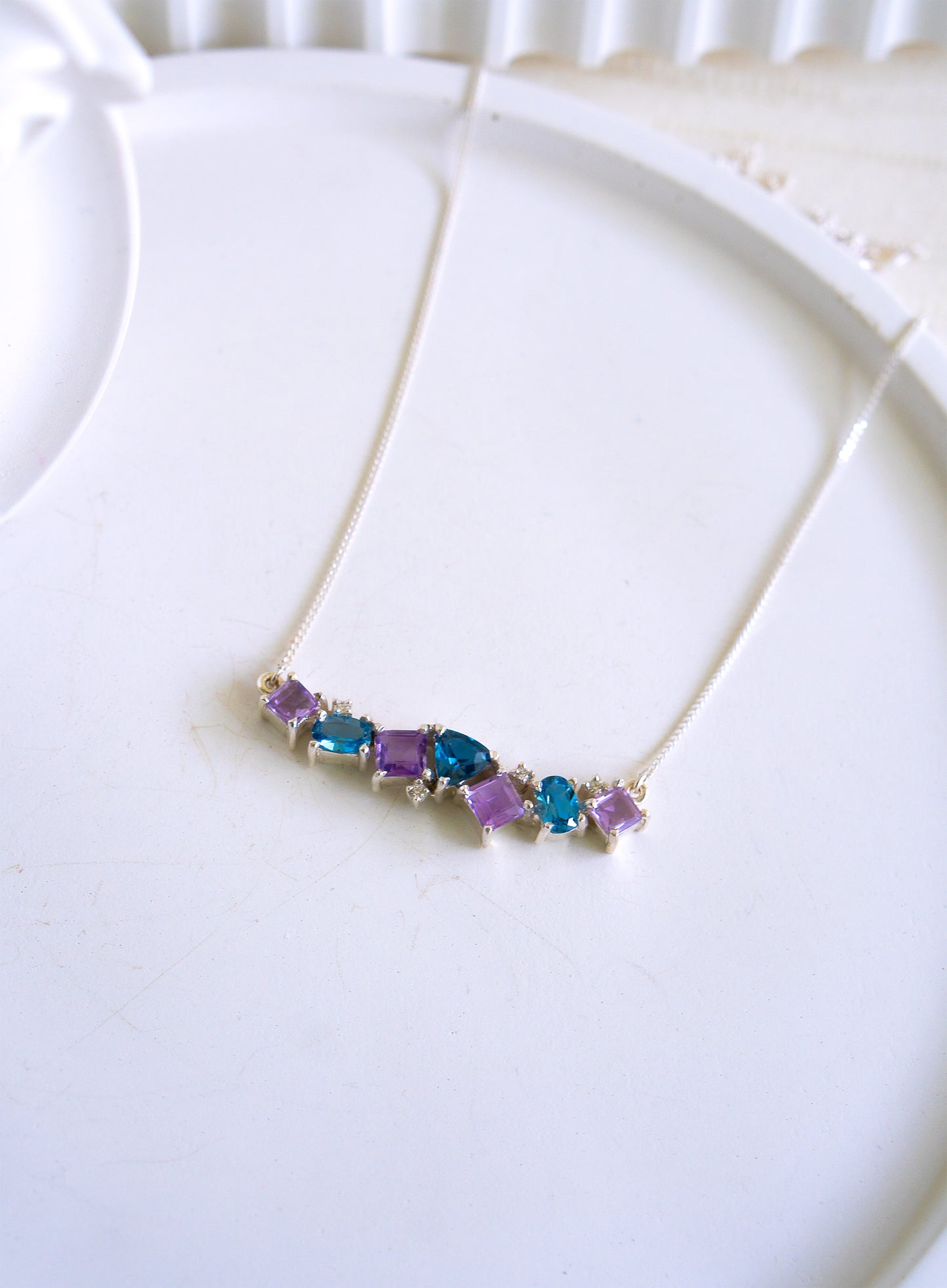 Amethyst & London Blue Topaz Rhea Necklace - CLJ683