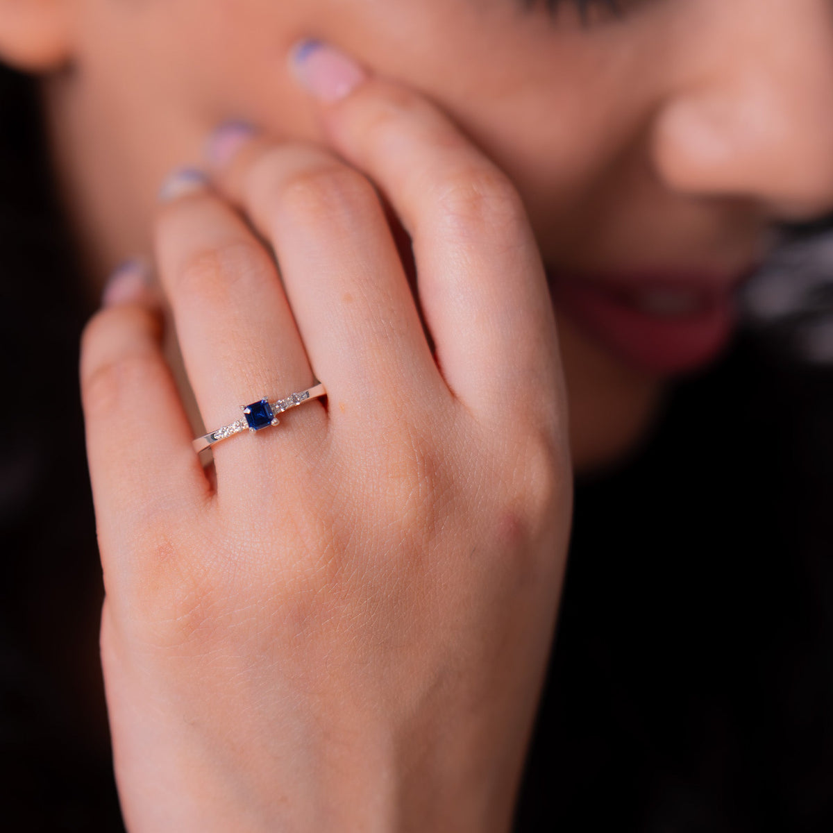 Blue Sapphire, White Sapphire Talia Ring - CLJ971