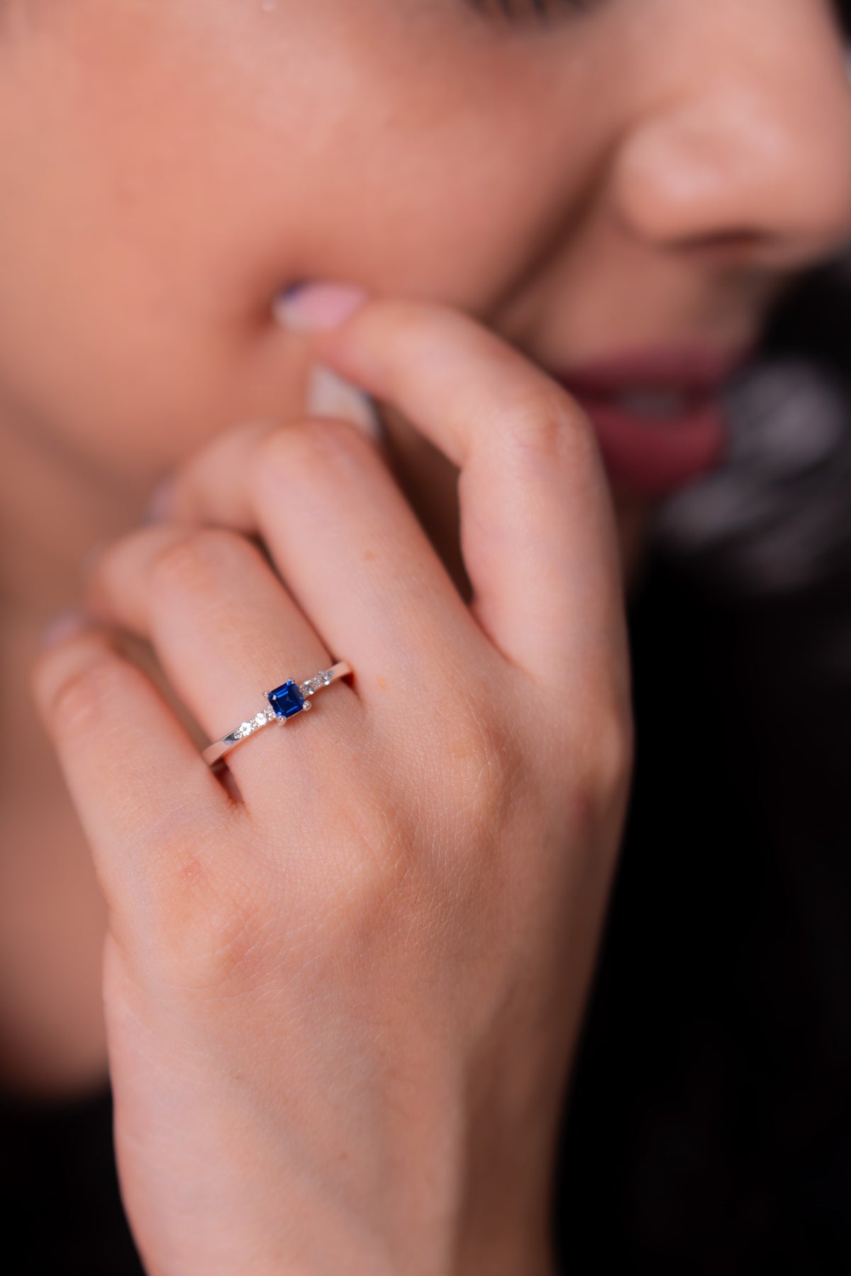 Blue Sapphire, White Sapphire Talia Ring - CLJ971