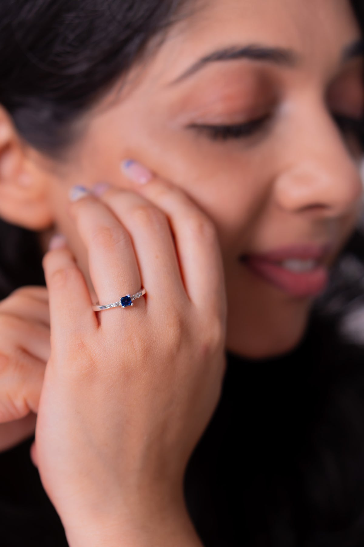 Blue Sapphire, White Sapphire Talia Ring - CLJ971