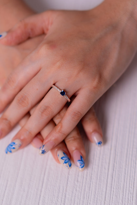 Blue Sapphire, White Sapphire Talia Ring - CLJ971