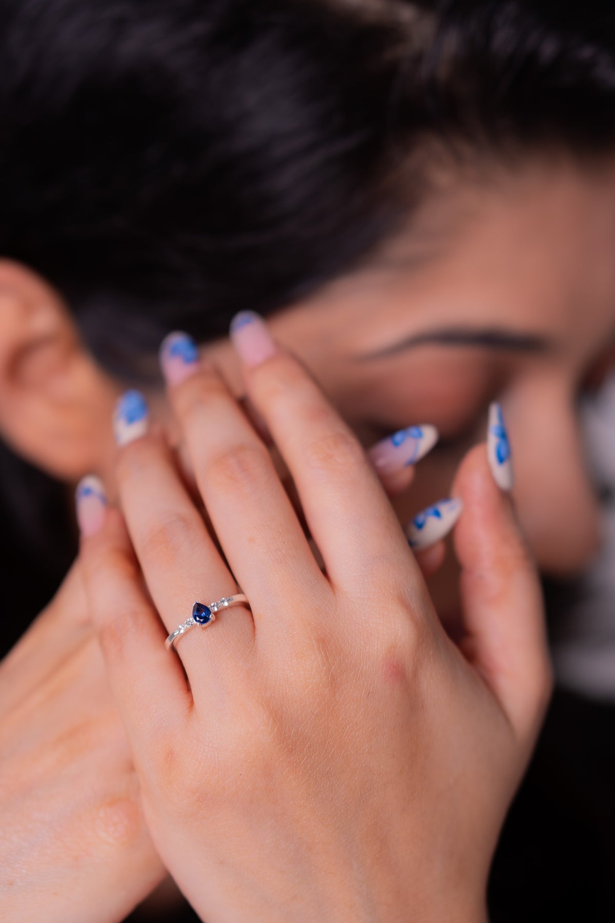 Blue Sapphire, White Sapphire Serein Ring - CLJ970