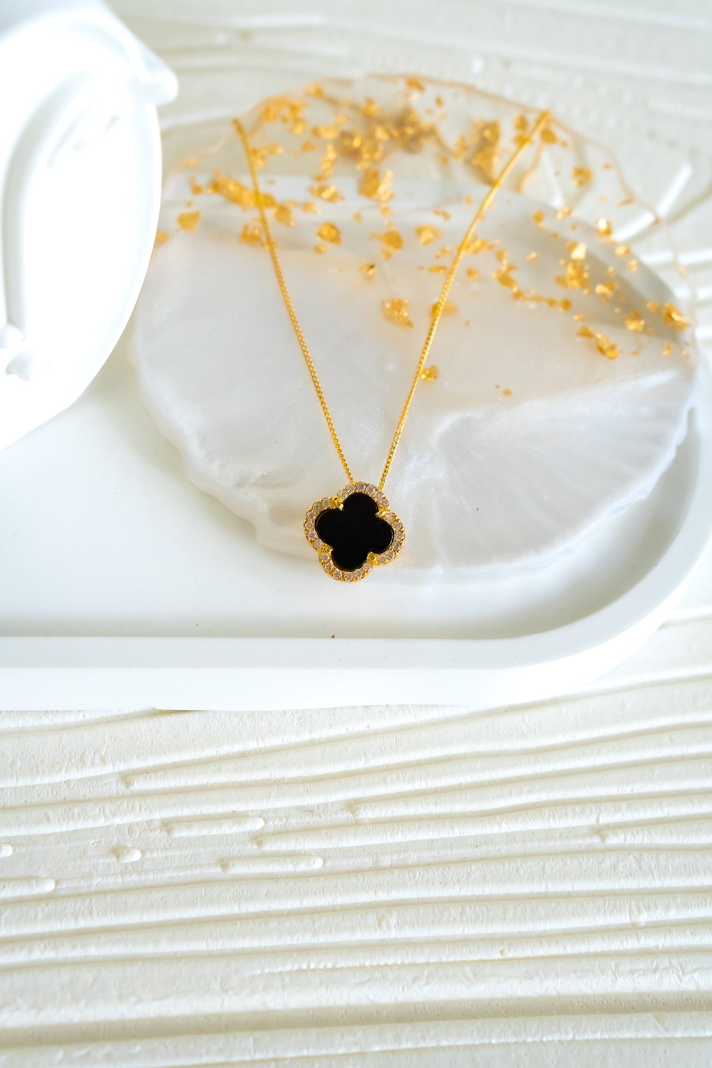 Black Onyx & American Diamonds Leora Necklace -  CLJ608B
