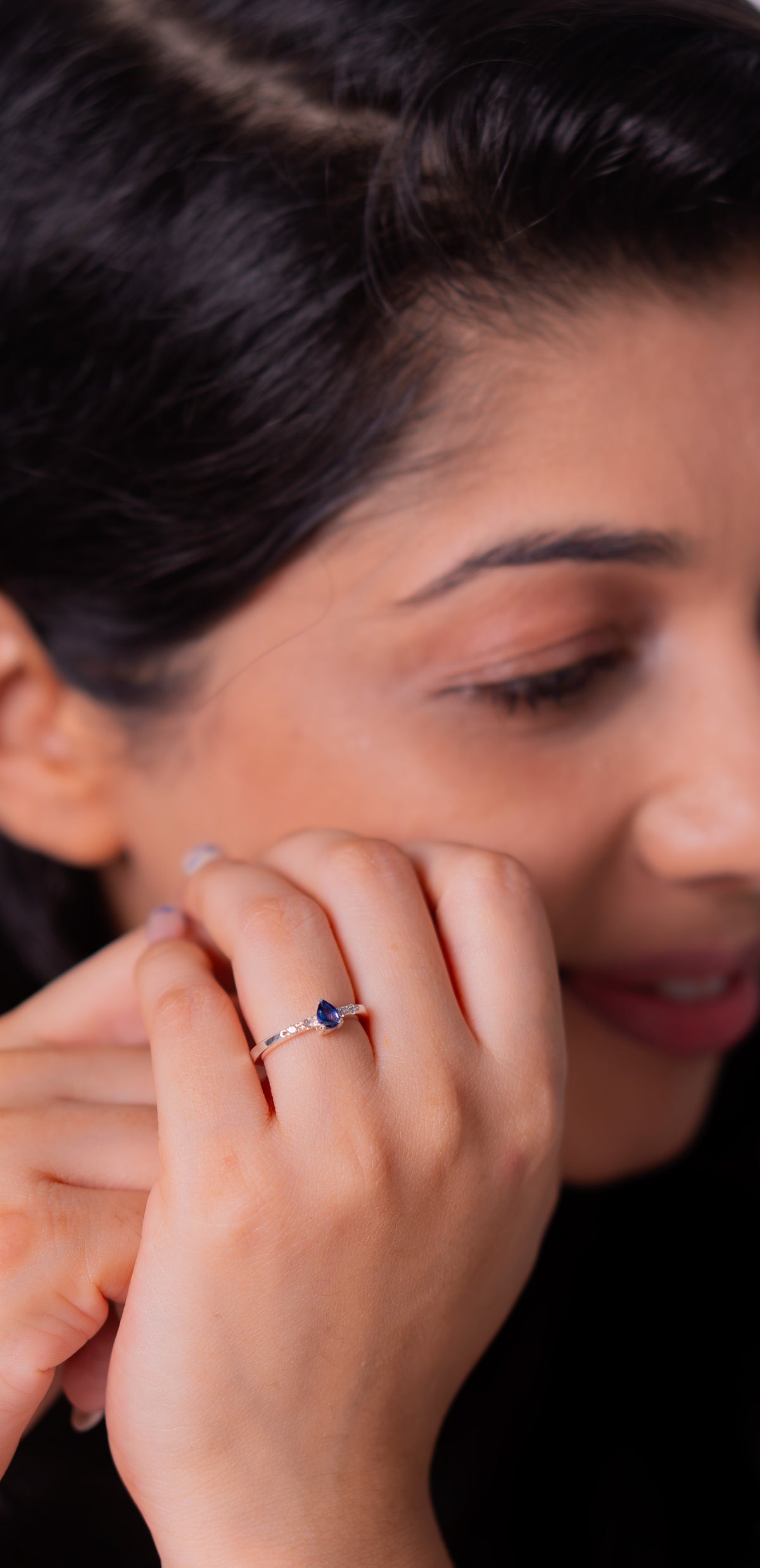 Blue Sapphire, White Sapphire Serein Ring - CLJ970