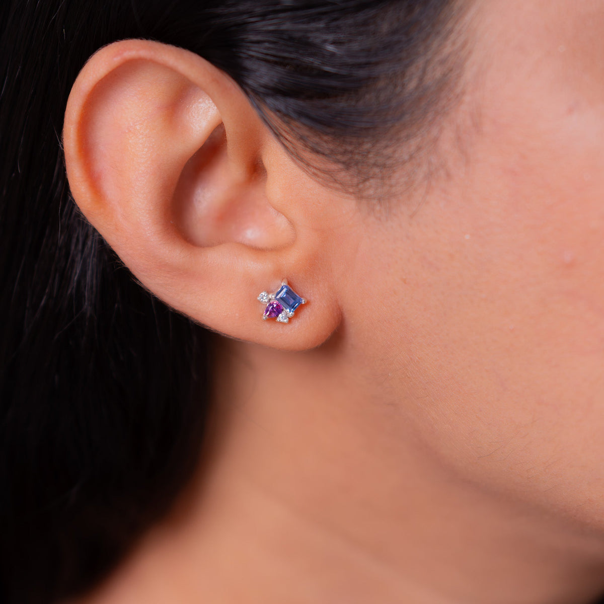 Blue Sapphire, Pink Sapphire, White Sapphire Ravenna Earrings - CLJ981