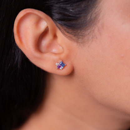 Blue Sapphire, Pink Sapphire, White Sapphire Ravenna Earrings - CLJ981