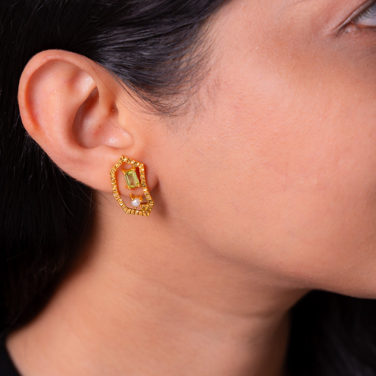 Peridot, Pink Tourmaline, Cultured Pearl Ophira Earrings - CLJ968