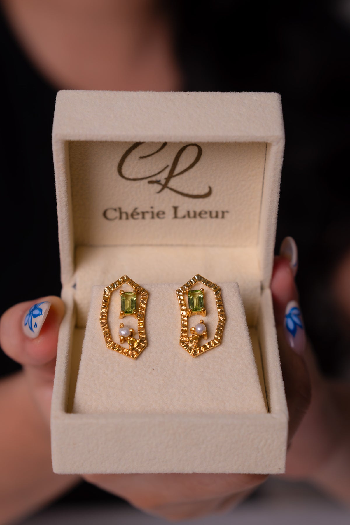 Peridot, Pink Tourmaline, Cultured Pearl Ophira Earrings - CLJ968