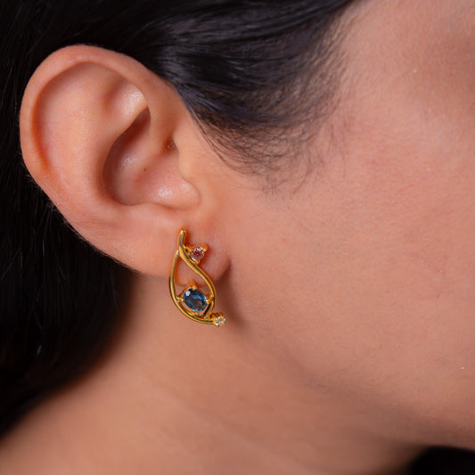 London Blue Topaz, Pink Tourmaline, White Sapphire Lielle Earrings - CLJ974