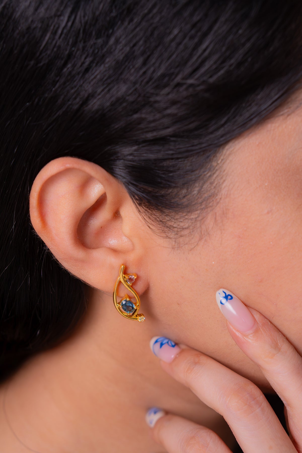 London Blue Topaz, Pink Tourmaline, White Sapphire Lielle Earrings - CLJ974