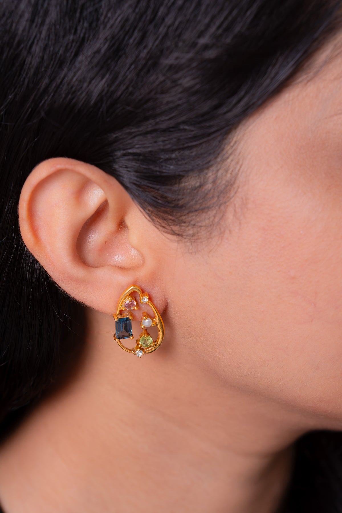 London Blue Topaz, Peridot, White Sapphire, Citrine Eulalie Earrings - CLJ973