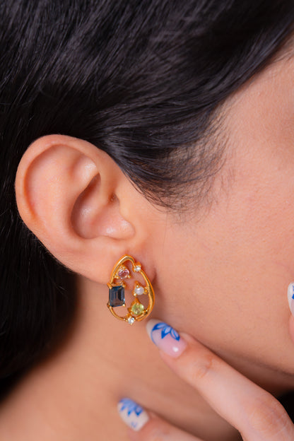 London Blue Topaz, Peridot, White Sapphire, Citrine Eulalie Earrings - CLJ973