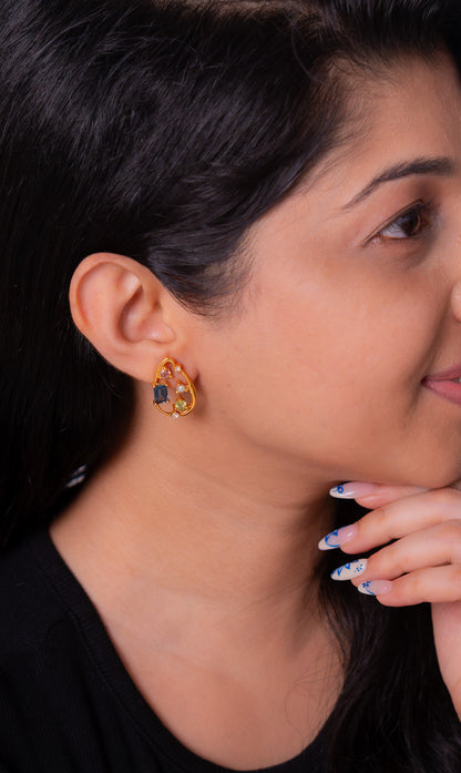 London Blue Topaz, Peridot, White Sapphire, Citrine Eulalie Earrings - CLJ973