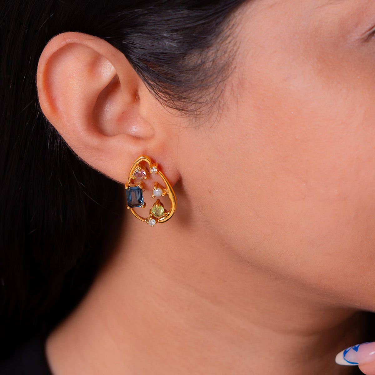 London Blue Topaz, Peridot, White Sapphire, Citrine Eulalie Earrings - CLJ973