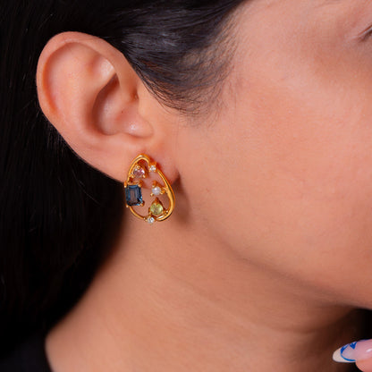 London Blue Topaz, Peridot, White Sapphire, Citrine Eulalie Earrings - CLJ973