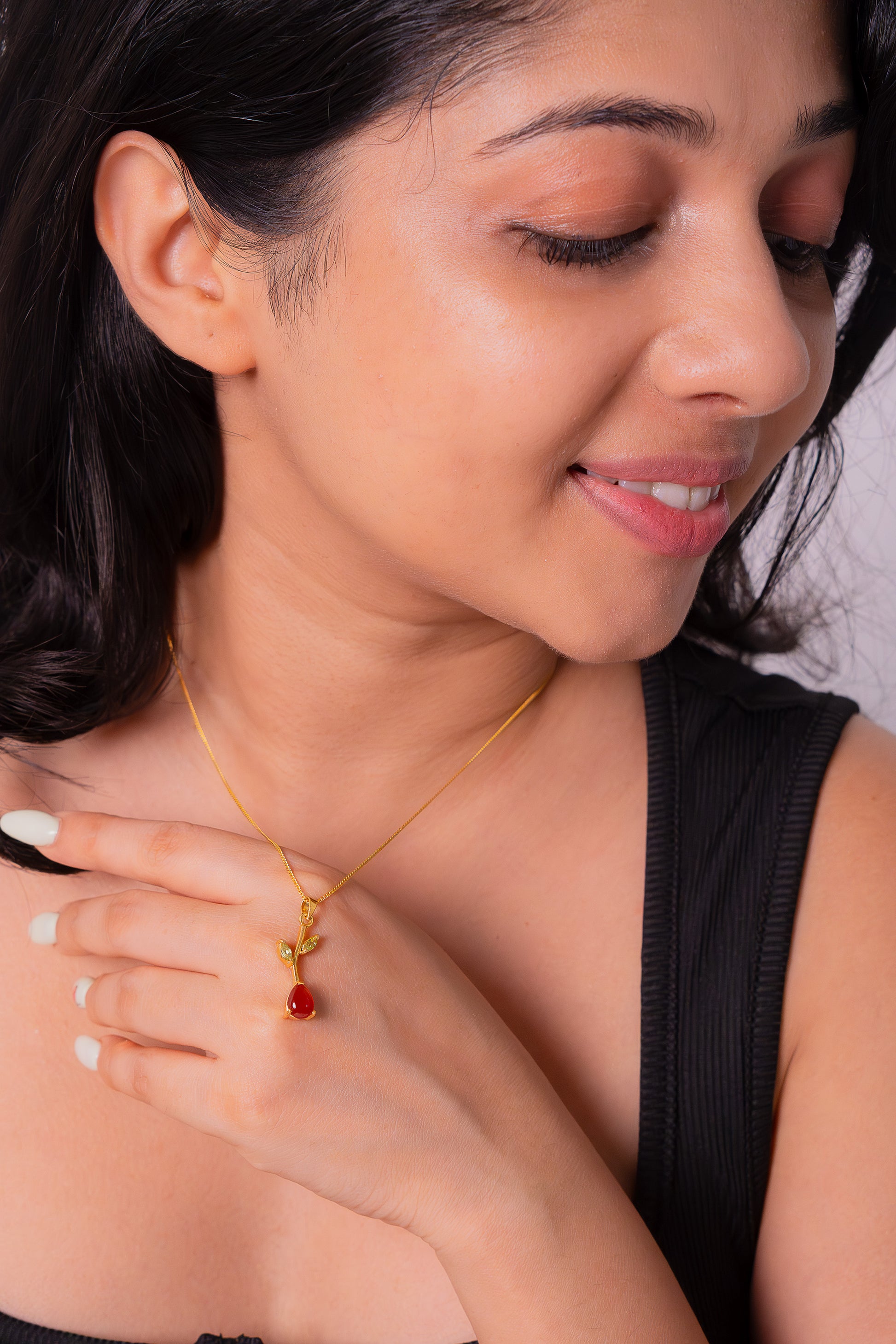 Carnelian & Peridot Kaira Necklace - CLJ835